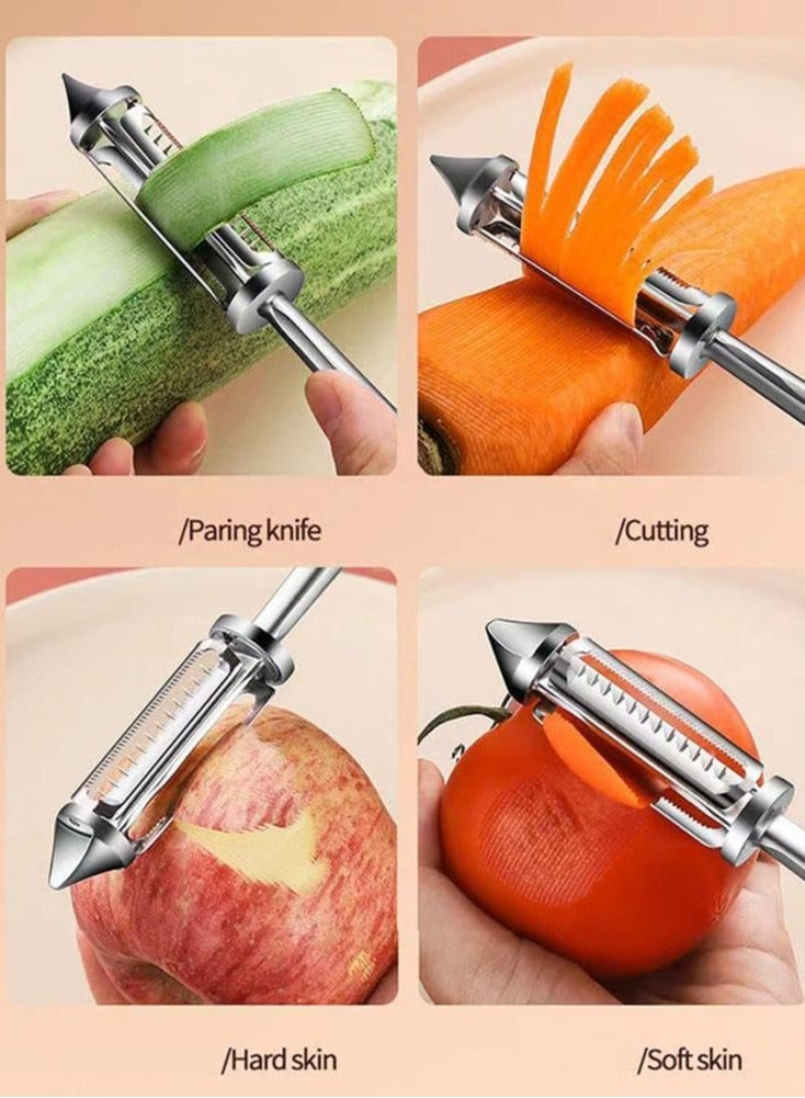 KASTWAVE All In One Vegetable Peeler, 3 and 1 Vegetable and Fruit Peeler, All-In-One Vegetable Cutter, Slicer, Grater, And Peeler Tool,Premium Stainless Steel Corn Thresher with Ergonomic Handle - Image 5