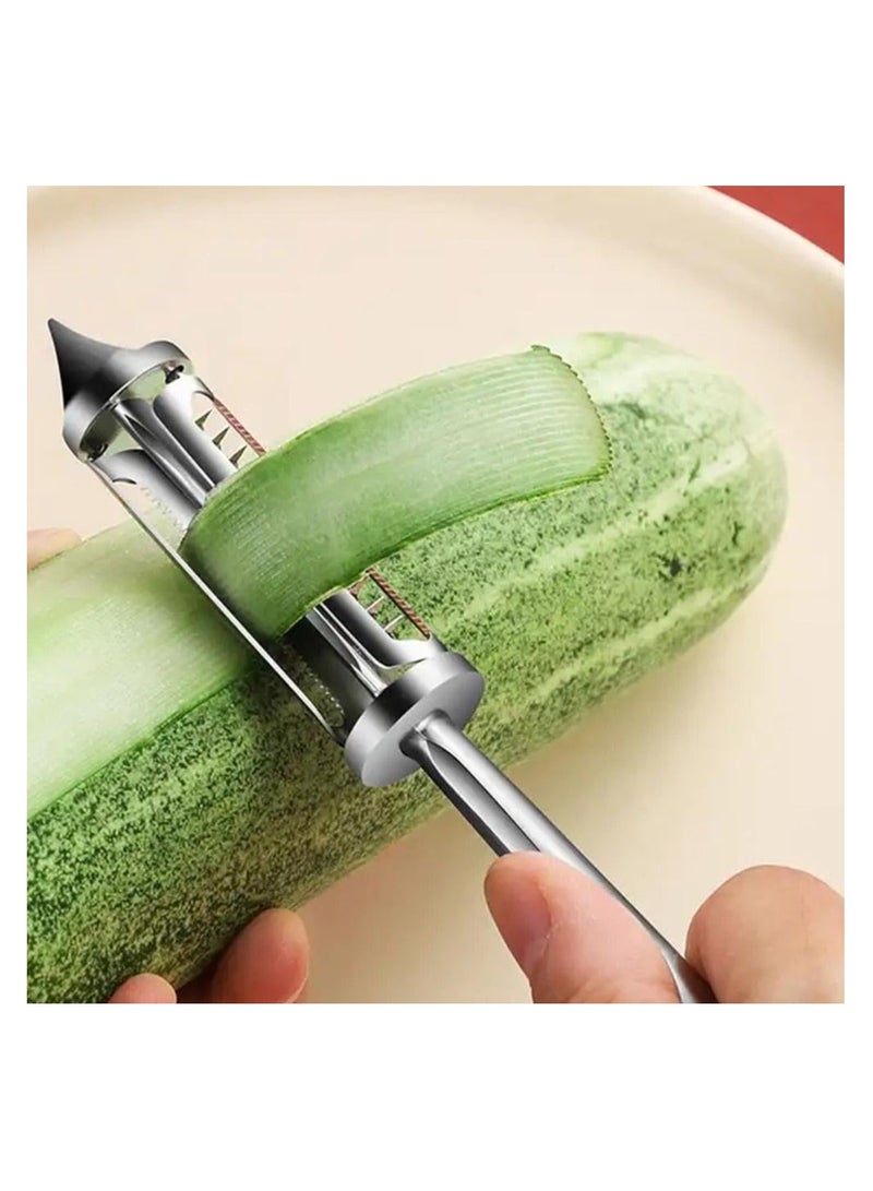 KASTWAVE All In One Vegetable Peeler, 3 and 1 Vegetable and Fruit Peeler, All-In-One Vegetable Cutter, Slicer, Grater, And Peeler Tool,Premium Stainless Steel Corn Thresher with Ergonomic Handle - Image 4