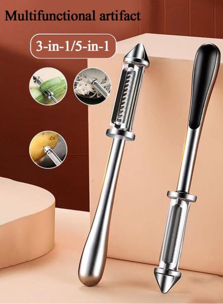KASTWAVE All In One Vegetable Peeler, 3 and 1 Vegetable and Fruit Peeler, All-In-One Vegetable Cutter, Slicer, Grater, And Peeler Tool,Premium Stainless Steel Corn Thresher with Ergonomic Handle - Image 3