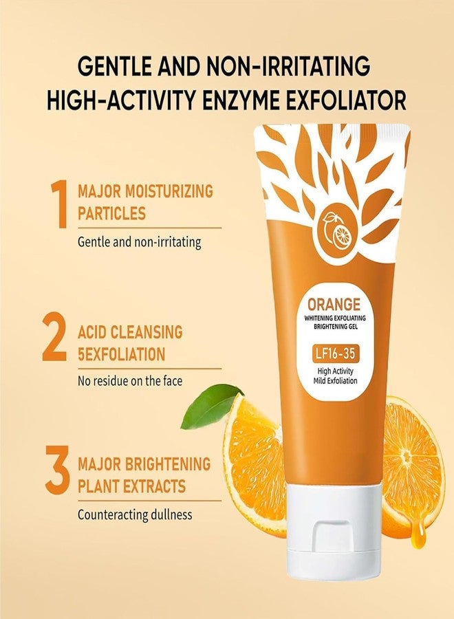 Omexry Orange Exfoliating Gel Scrub, Deep Cleansing Moisturizing Scrub with Enzymes, Purifying Exfoliating Gel for Face & Body, Facial Exfoliator Cleanser to Remove Blackheads (1PC, 1 - Image 3