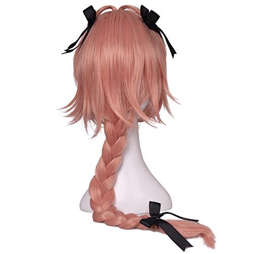 ColorGround Long Braided Prestyled Pink with White Cosplay Wig and 3 Black Bowknot - Image 4