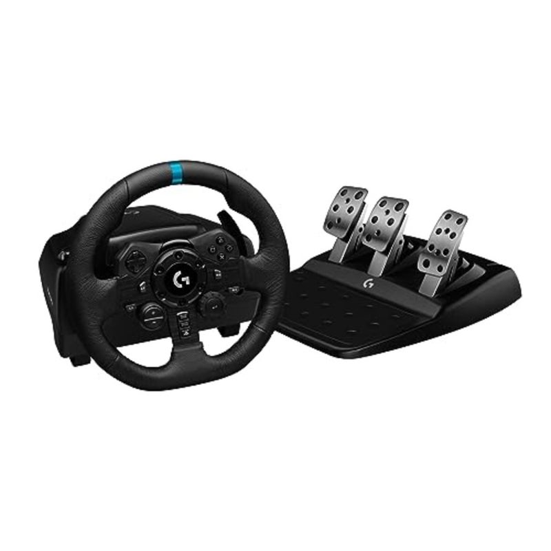 923 Racing Wheel and Pedals, TRUEFORCE up to 1000 Hz Force Feedback, Responsive Driving Design, Dual Clutch Launch Control, Genuine Leather Wheel Cover, for PS5, PS4, PC, Mac - Black - Image 1