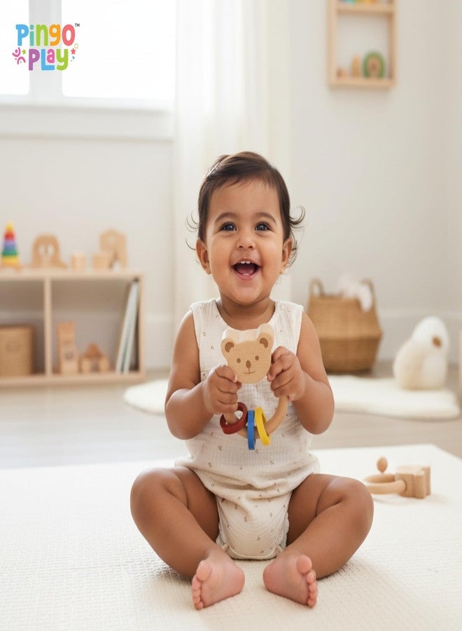 Pingo Play Wooden Rattle | Montessori Sensory Toy for Babies | Natural Beech Wood, Non-Toxic Paint, Eco-Friendly Baby Toy Set (3+ Months) (Pack of 2) - Image 4