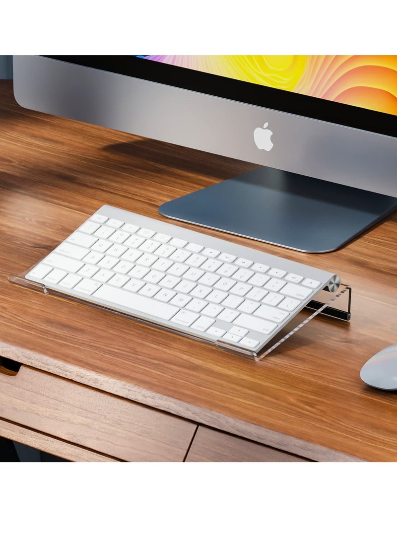 Generic - Small Computer Keyboard Stand, 11.8 x 5.1 Inch Keyboard Tray for 78 Keys Keyboard, Acrylic Keyboard Riser Lift for Desk, keyboard Holder for Mini Computer Keyboard & for Apple Magic Keyboard (Clear) - Image 1