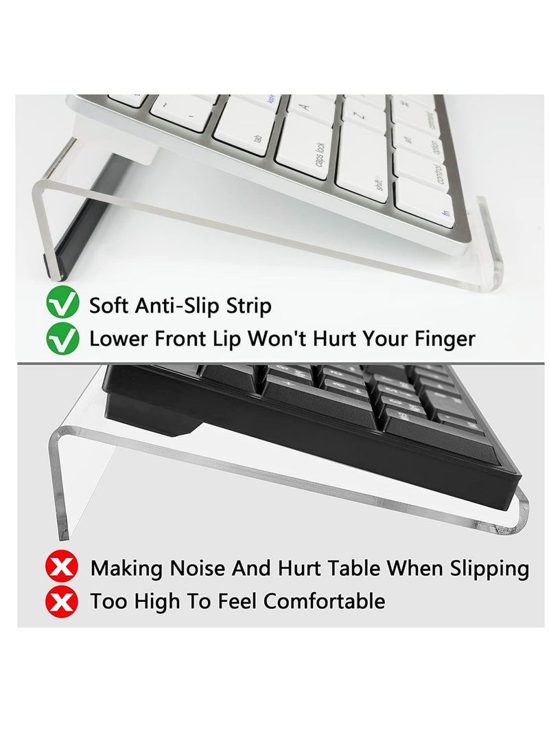 Generic - Small Computer Keyboard Stand, 11.8 x 5.1 Inch Keyboard Tray for 78 Keys Keyboard, Acrylic Keyboard Riser Lift for Desk, keyboard Holder for Mini Computer Keyboard & for Apple Magic Keyboard (Clear) - Image 1
