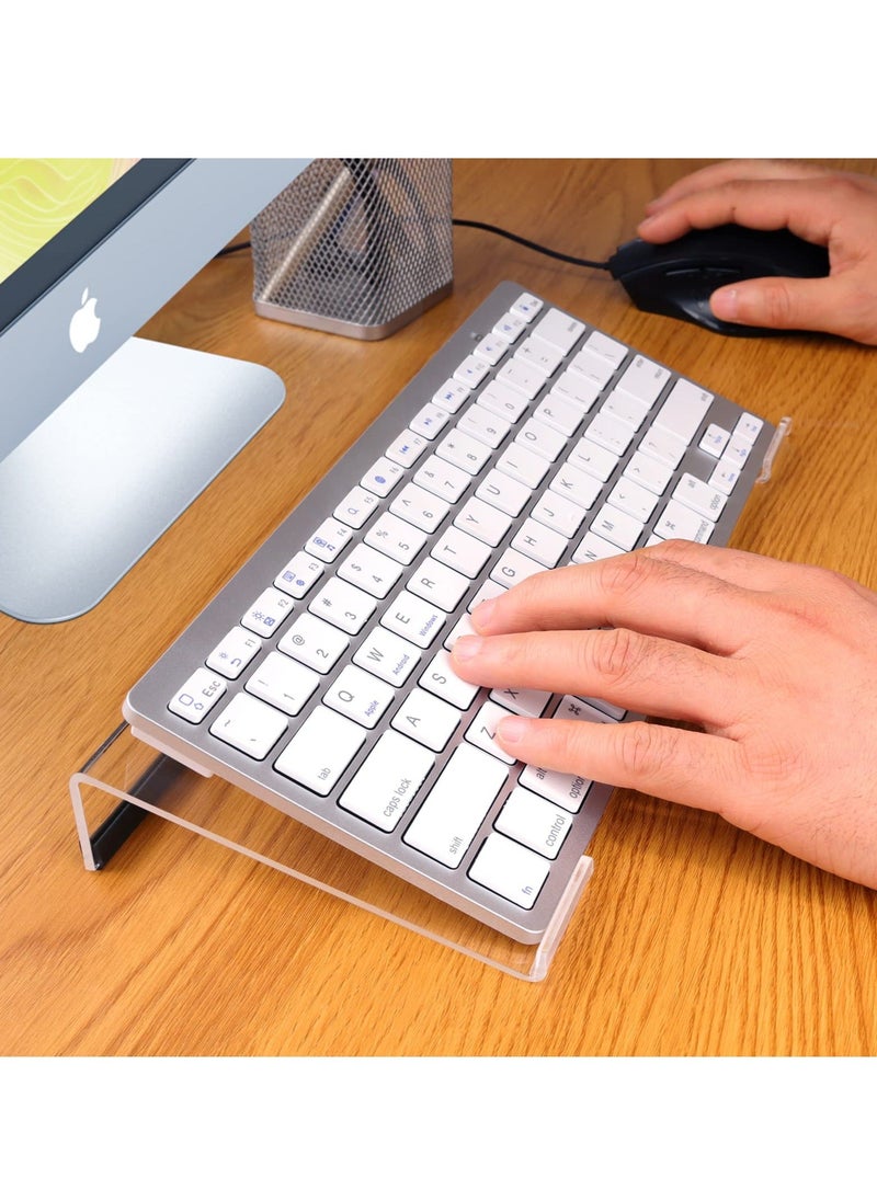 Generic - Small Computer Keyboard Stand, 11.8 x 5.1 Inch Keyboard Tray for 78 Keys Keyboard, Acrylic Keyboard Riser Lift for Desk, keyboard Holder for Mini Computer Keyboard & for Apple Magic Keyboard (Clear) - Image 1