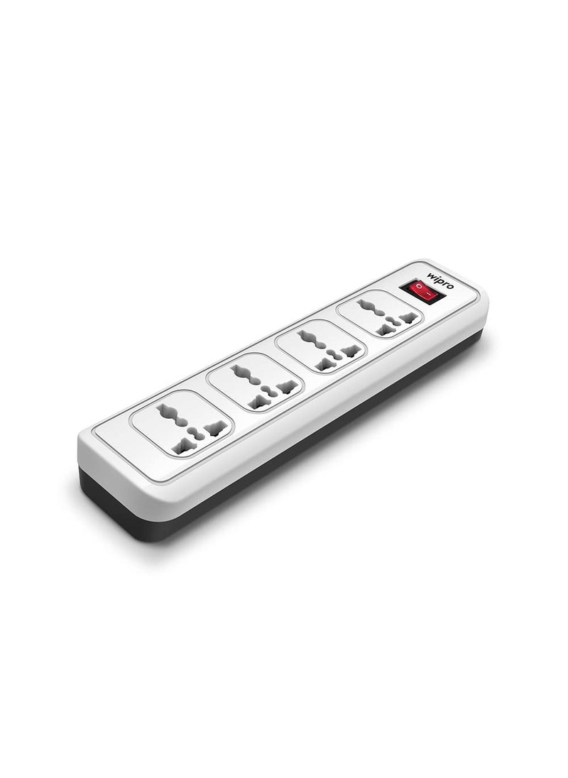 WIPRO Wipro 41 Extension Board 4 Universal Socket with Single Switch 2 Meter Long Cord Child Safety Auto Cutoff Fire Resistant Multiplug Socket for Home Office Pack of 1 White 120 Volts  - Image 2