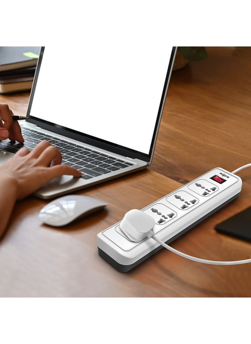WIPRO Wipro 41 Extension Board 4 Universal Socket with Single Switch 2 Meter Long Cord Child Safety Auto Cutoff Fire Resistant Multiplug Socket for Home Office Pack of 1 White 120 Volts  - Image 4
