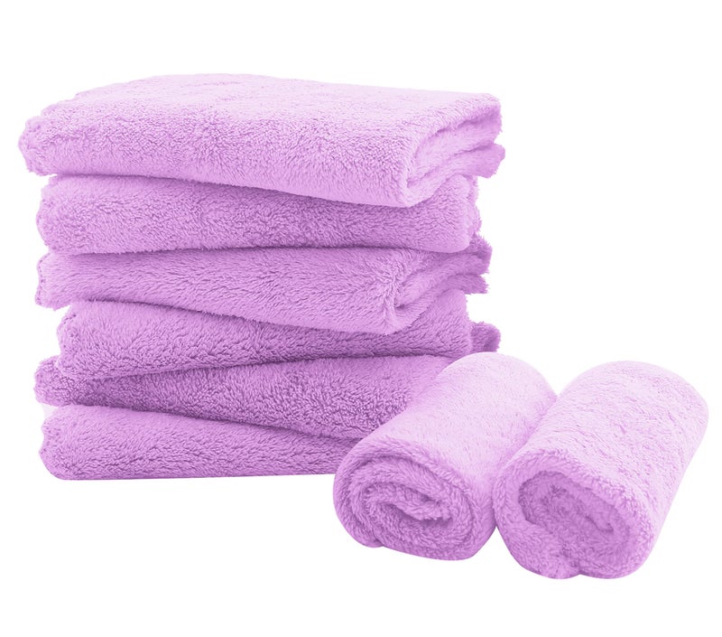 مجموعة 8 قطع من مناشف التجشؤ المنقطة للأطفال 20 × 10 مناشف تجشؤ فائقة الامتصاص منشفة حديثي الولادة لقيء الحليب مناشف تجشؤ للأولاد والبنات مجموعة مناشف تجشؤ باللون الأرجواني