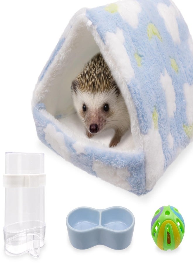 Niuohoy Hedgehog Bed Cave Nest Hideout Hedgehog Accessories Ball Toy Pet Water Dispenser and Pet Bowl, Washable Warm Small Animals House Cage Accessories for Hedgehogs Guinea Pigs Hamsters - Image 1