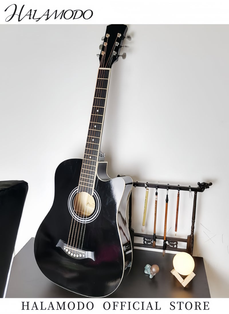 HALAMODO 38" Acoustic Guitar Cutaway Natural Beginner Acoustic Guitar Starter Package Student Guitar Basic Starter Kit for Beginners Adult Teen  - Image 4