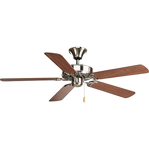 Progress Lighting AirPro Ceiling Fan, Transitional Style Indoor 52 Inch Ceiling Fan Without Light, Reversible Blades, 3-Speed Motor, Brushed Nickel Finish (P2501-09) - Image 1