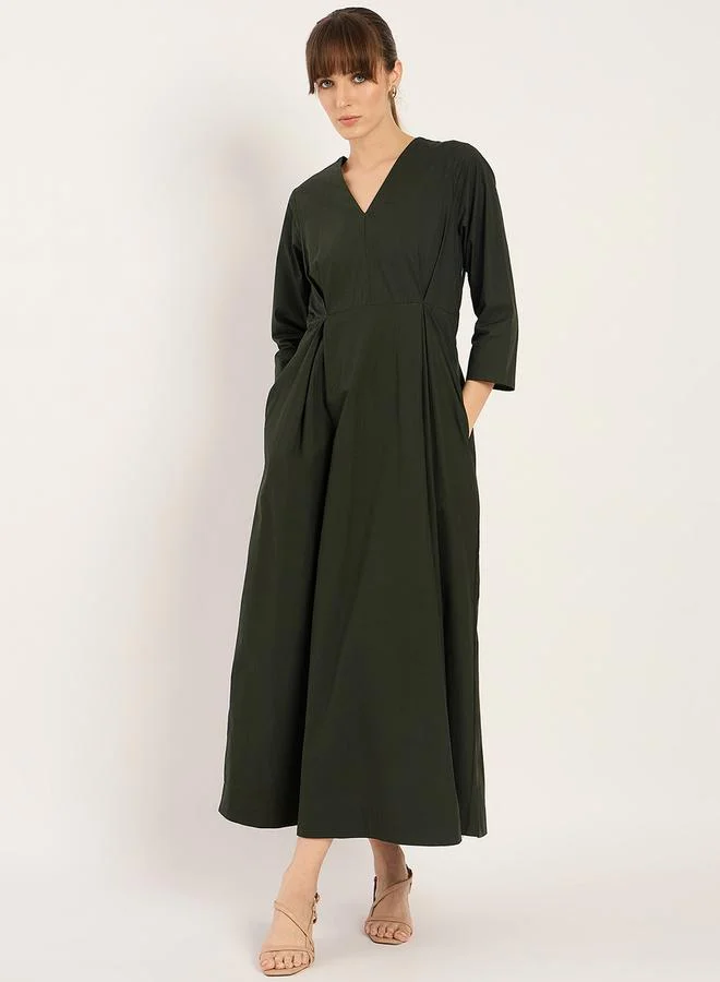 Femmella Olive V-neck Dress