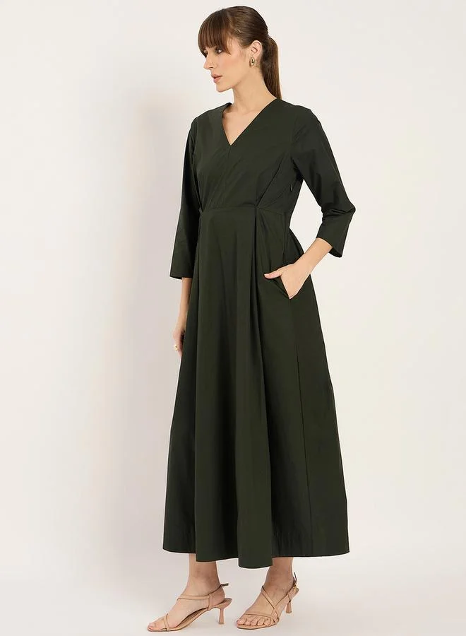 Femmella Olive V-neck Dress