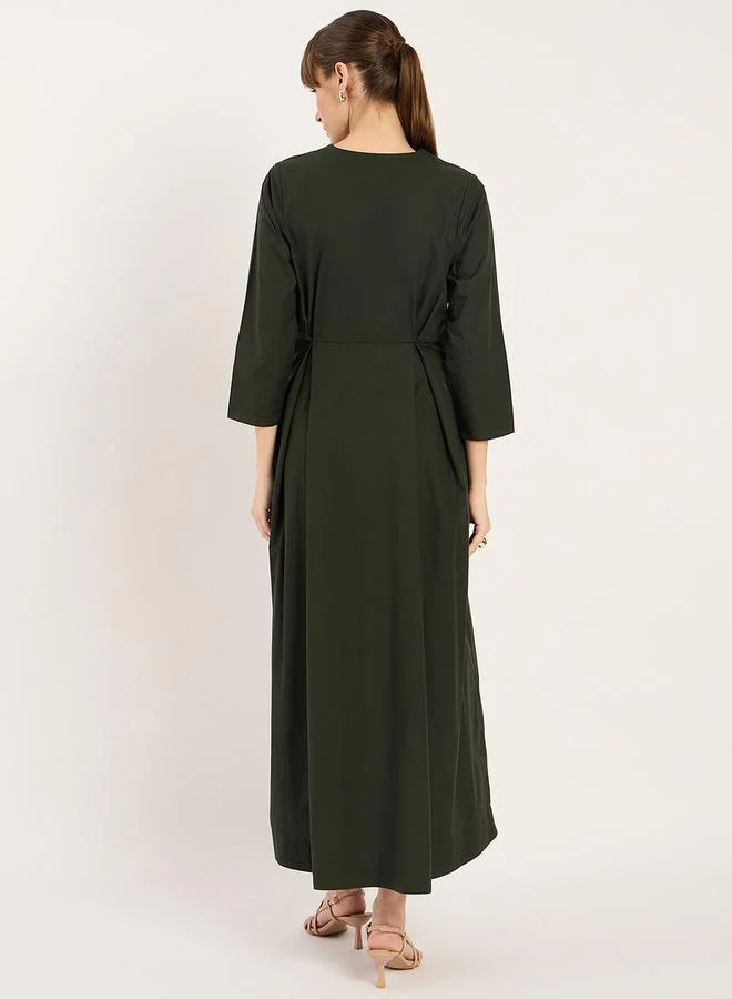 Femmella Olive V-neck Dress