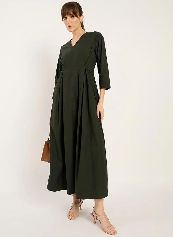 Femmella Olive V-neck Dress
