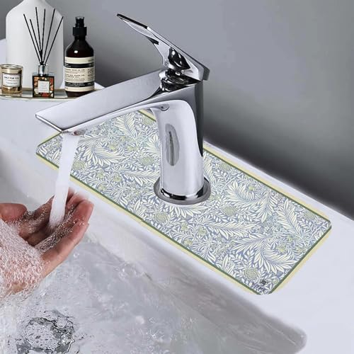 Home-Cloud HomeCloud Kitchen Faucet Sink Splash Guard, Silicone Faucet Water Catcher Mat – Sink Draining Pad Behind Faucet, Rubber Drying Mat for Kitchen & Bathroom Countertop Protect (Beige, Pack of 1) - Image 1