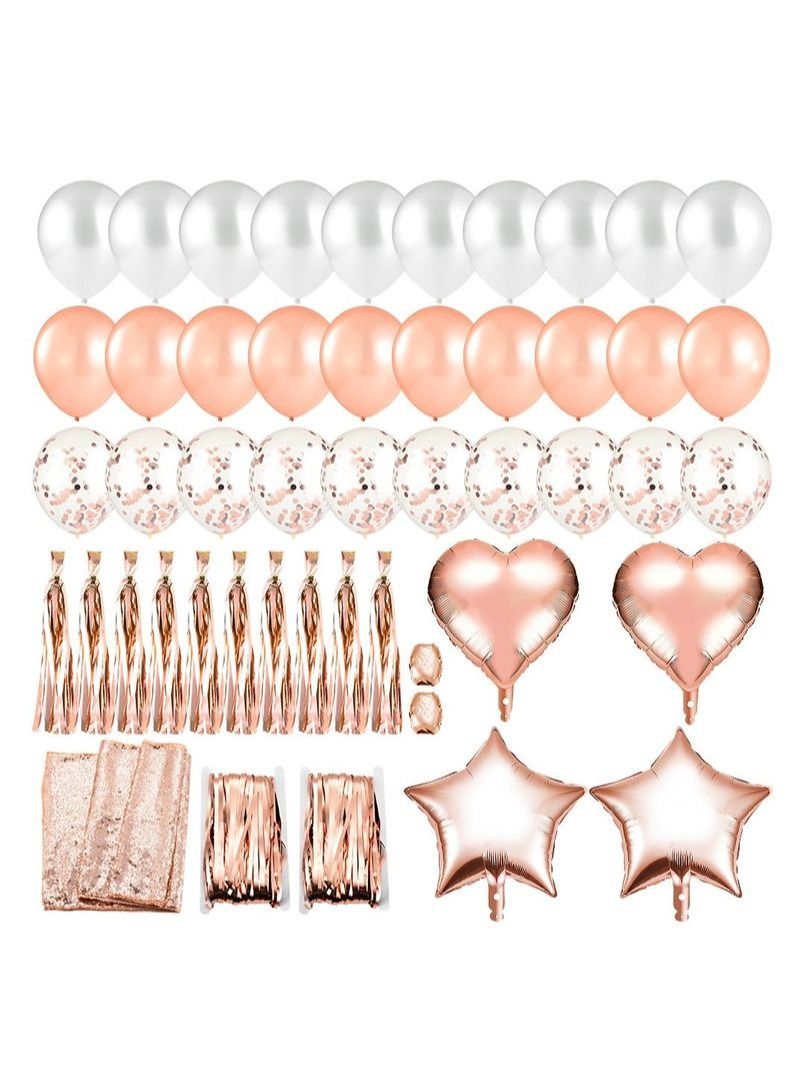 NIBEMINENT 41Pcs Rose Gold Balloons Table Runner Party Decorations - Image 1