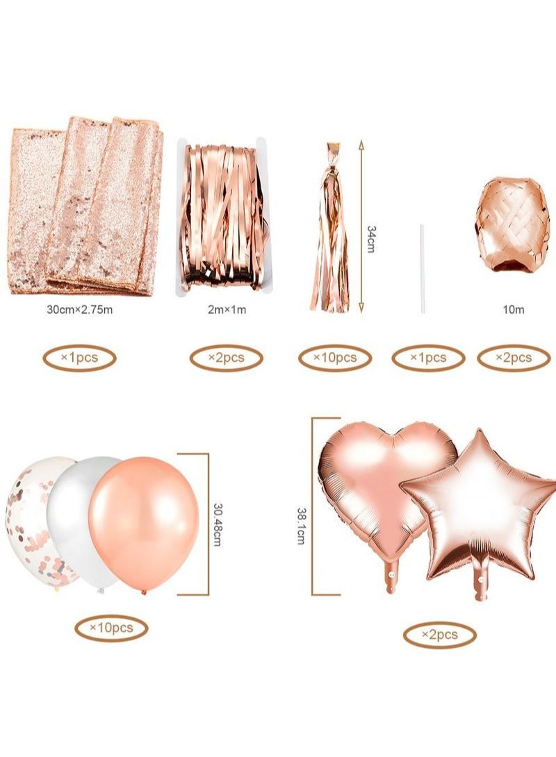 NIBEMINENT 41Pcs Rose Gold Balloons Table Runner Party Decorations - Image 2