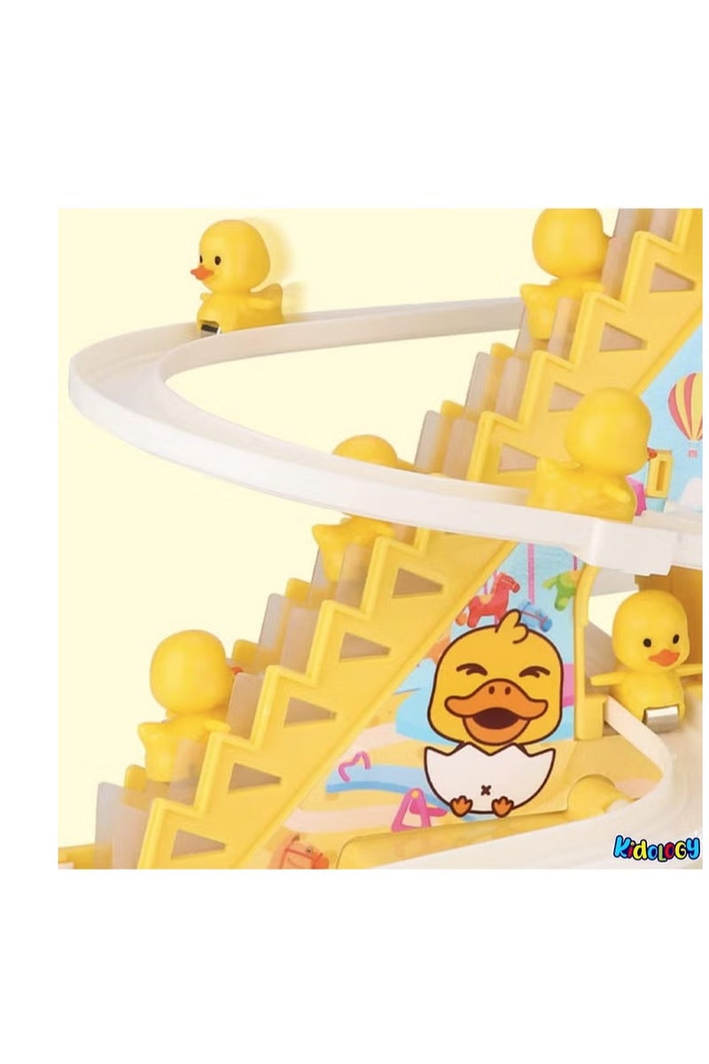 Kidology Kids Electric Stair Climbing Track Toy, Spinning Duck Toys with Flashing Lights and Music for Toddler Boys Girls (Track and 3 Ducks) - Image 2