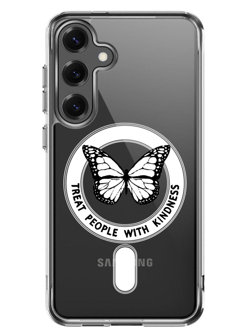 Theodor Magnetic Case for Samsung Galaxy S25 6.2-inch Compatible with MagSafe Wireless Charging, Shockproof Phone Bumper Cover Treat people with kindness-01 - Image 1