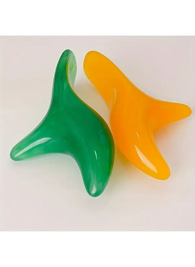 Artificial Jade Green Triangular Meridian Massager Wax Acupoint Stick Foot Leg Reflexology - Image 1