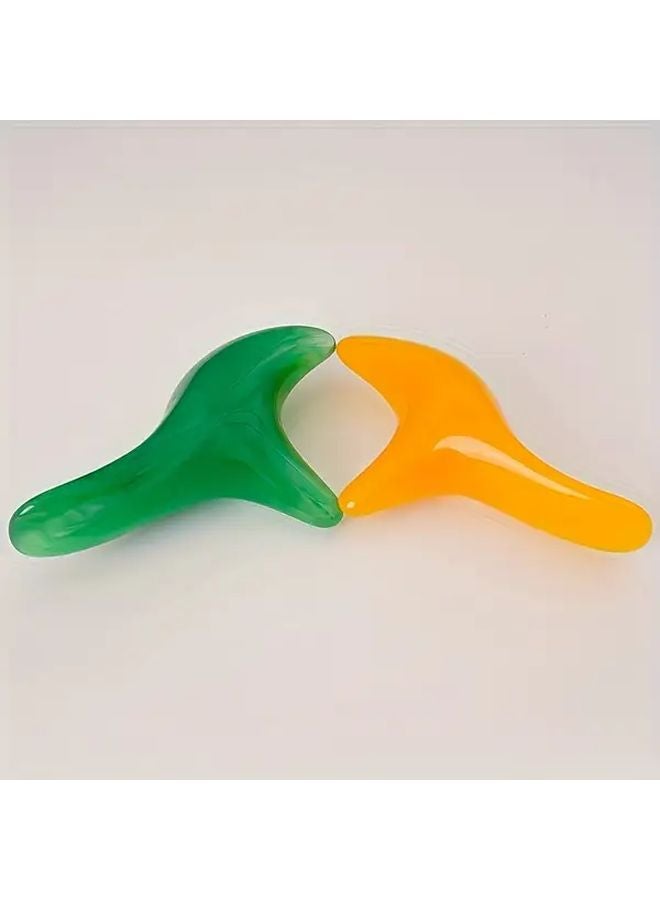 Artificial Jade Green Triangular Meridian Massager Wax Acupoint Stick Foot Leg Reflexology - Image 2