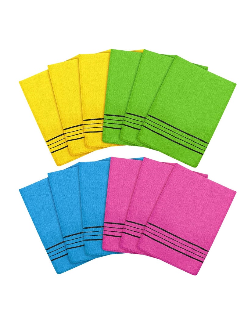 Tatuo Tatuo 12 Pieces Korean Exfoliating Mitt Exfoliating Glove Italy Towel Body Skin Scrubber Exfoliating Scrubber for Remove Dead Skin Exfoliating Washcloth Korean(Small,Yellow, Green, Blue, Pink) - Image 1