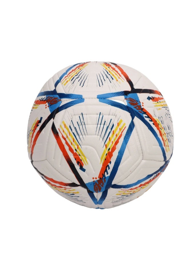كرة قدم احترافية بتصميم ضربات فرشاة ملونة وسطح محكم الملمس - مثالية للتدريب والمباريات واللعب الترفيهي - متانة ومرونة عاليتان - مناسبة للاعبين الشباب والكبار - Image 2