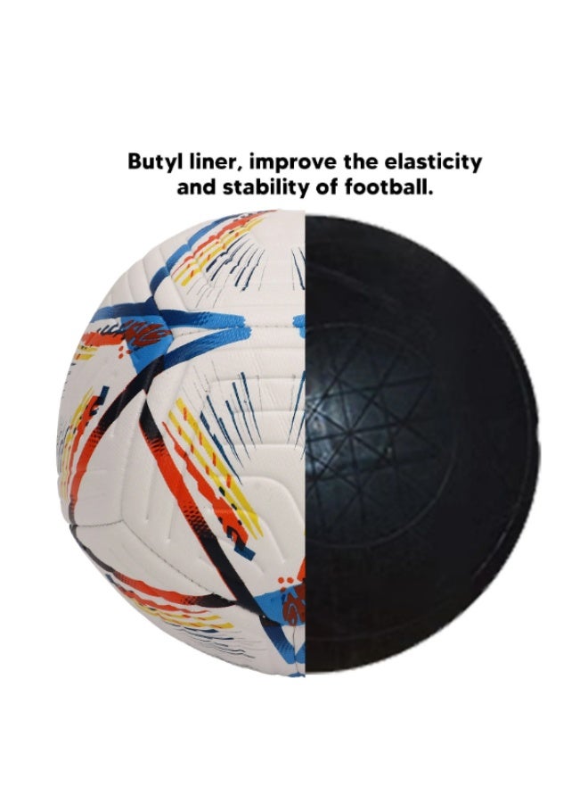 كرة قدم احترافية بتصميم ضربات فرشاة ملونة وسطح محكم الملمس - مثالية للتدريب والمباريات واللعب الترفيهي - متانة ومرونة عاليتان - مناسبة للاعبين الشباب والكبار - Image 4