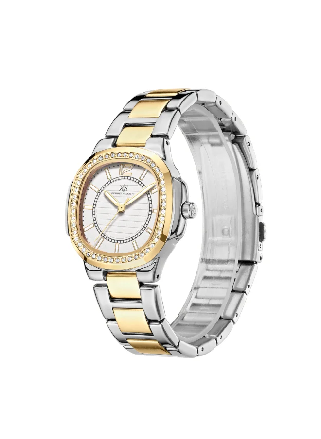 كينيث سكوت Women's Watch, Analog Display and Stainless Steel Strap - K24507-TBTW, Silver