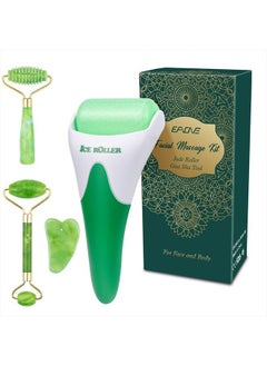 Ice Roller for Face, Face & Eye Roller for Puffiness Migraine Pain Relief with Jade Roller Gua Sha Facial Self Care Tools Face Massage Skincare Gifts for Women