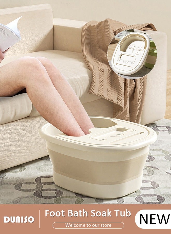 DUNISO Collapsible Foot Bath Soak Tub for Soaking Feet, Foot Massager Bucket with Massage Acupoints,Foot Soaking Tub with Handle and Phone Placement Slot, Multi-function Collapsible Bucket for At Home Relax Foot Spa Treatment  - Image 1