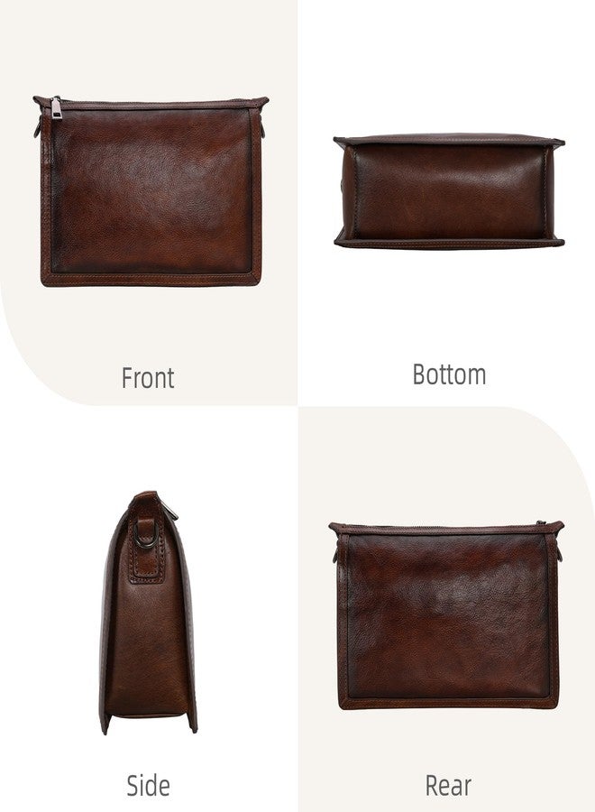 Iswee Tan Purse Crossbody Leather Travel Bags for Women Medium Size Shoulder Purse Trendy Everyday Handbags with Guitar Strap Satchel (Coffee) - Image 4