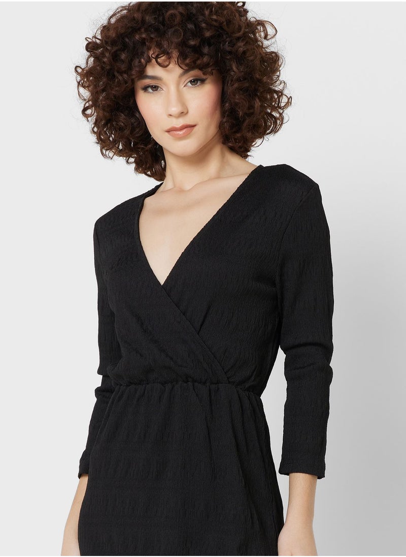 ONLY - Surplice Neck Knitted Dress - Image 1