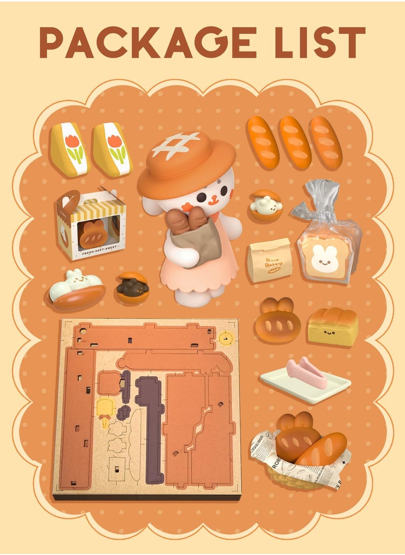 مجموعة بيت الدمية الخشبية المصغرة، بيت الدمية الخشبي RORO Bakery Mini Friends Series، هدايا عيد ميلاد للبنات، لعبة تنكرية، ديكور منزلي