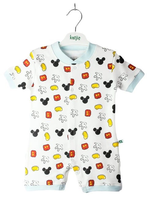 Baby Printed Onesies With Snap Closure - White