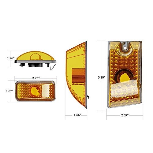 Partsam 5pcs Cab Marker Roof Running Top Lights 264160AM Front Amber Lens Crystal Chrome Waterproof + T10 194 168 W5W 2825 Yellow Halogen Bulbs Compatible with Hummer H2 SUV SUT 2003-2009 - Image 4