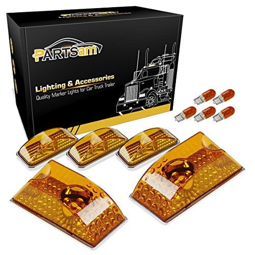 Partsam 5pcs Cab Marker Roof Running Top Lights 264160AM Front Amber Lens Crystal Chrome Waterproof + T10 194 168 W5W 2825 Yellow Halogen Bulbs Compatible with Hummer H2 SUV SUT 2003-2009 - Image 2