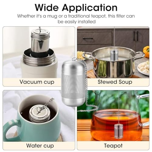 Jubobu Tea Infuser with Tray Fine Mesh Strainer for Loose Leaves & Herbal Teas, Durable & Easy-Clean Green Tea Filter for Mugs & Teapots Premium 304 Stainless Steel - Image 4