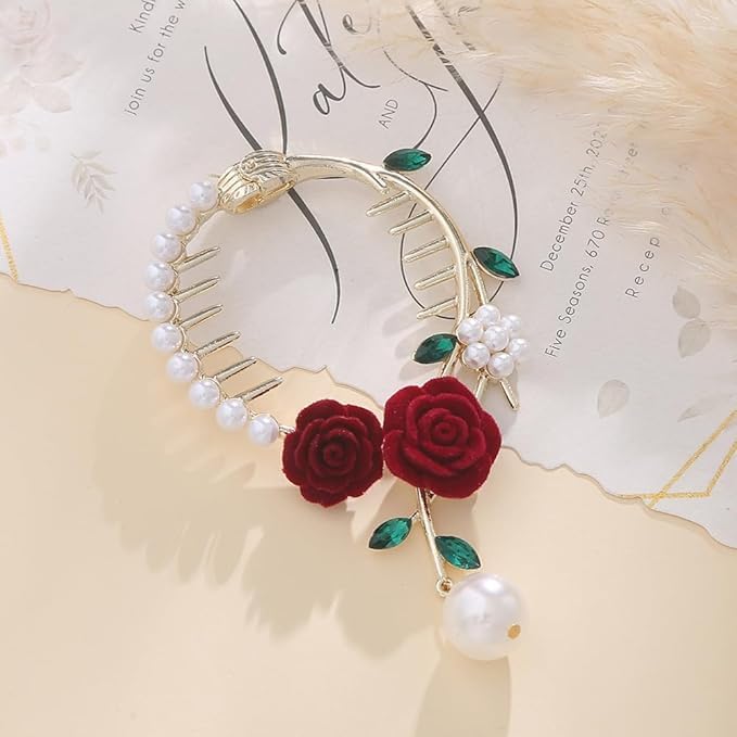 glimm style rose shape hair clip high ponytail woman hairpin female hair accessories elegant wedding party hair claw barettes and hair clip for girls cute hair claw - Image 3