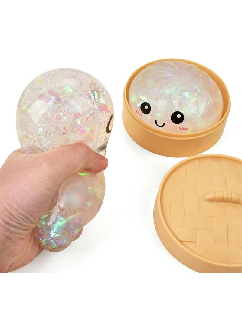 Rakzai 2 PCS Glitter Dumpling Squishy, Mini Real Bun Dumplings Stress Relief Set Pack Box, Crazy Fun Balls Toys Fidget Cute Sensory for Anxiety Relief Toy Hand Relax, Birthday Gifts - Image 2