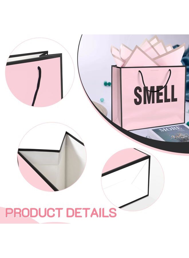 QLSKO Gift Bags with Bow Ribbon and Tissue Paper, 13 inch, 5 Pack, Handles (Pink) - Image 4