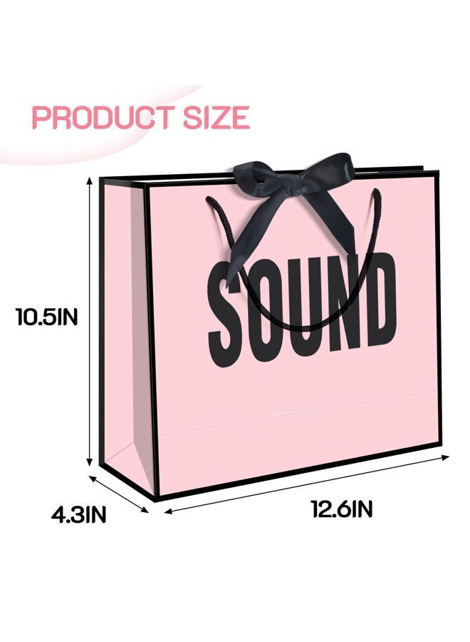 QLSKO Gift Bags with Bow Ribbon and Tissue Paper, 13 inch, 5 Pack, Handles (Pink) - Image 3