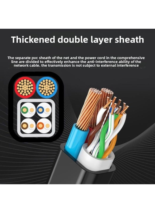 Outdoor 4-core 8-core Network Cable With Power Supply Integrated Line Home Network Monitoring Integrated Line 2-in -1 Composite Outdoor-Color:All Copper Clad Aluminum 4*0.5 2*0.5-Line Length:100 M