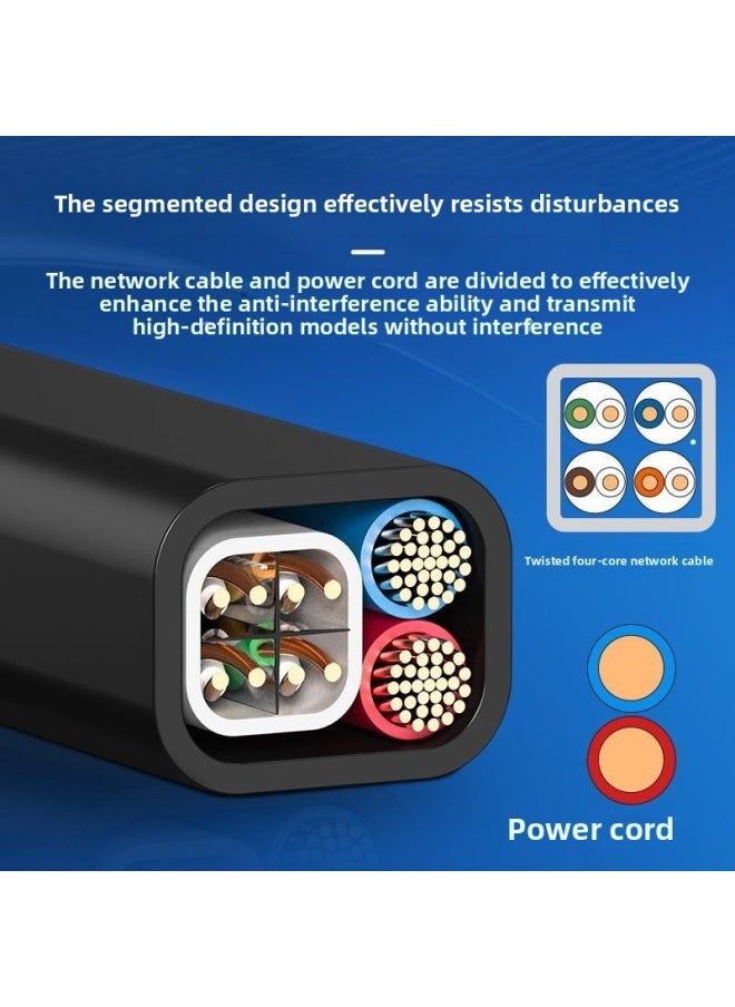 Outdoor 4-core 8-core Network Cable With Power Supply Integrated Line Home Network Monitoring Integrated Line 2-in -1 Composite Outdoor-Color:All Copper Clad Aluminum 4*0.5 2*0.5-Line Length:100 M
