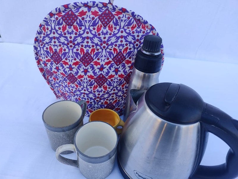 Malan Bai Mandala Tea Cozy Cover White Hand Block Winter Tea Cozy Cotton Tea Kettle Warmer Pot Cover Hot Coffee Cover Handamde Kitchen Décor Brand: Malan Bai (Pattern 15) - Image 2