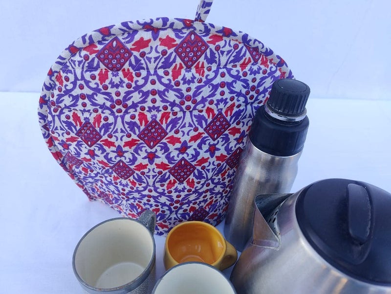 Malan Bai Mandala Tea Cozy Cover White Hand Block Winter Tea Cozy Cotton Tea Kettle Warmer Pot Cover Hot Coffee Cover Handamde Kitchen Décor Brand: Malan Bai (Pattern 15) - Image 4