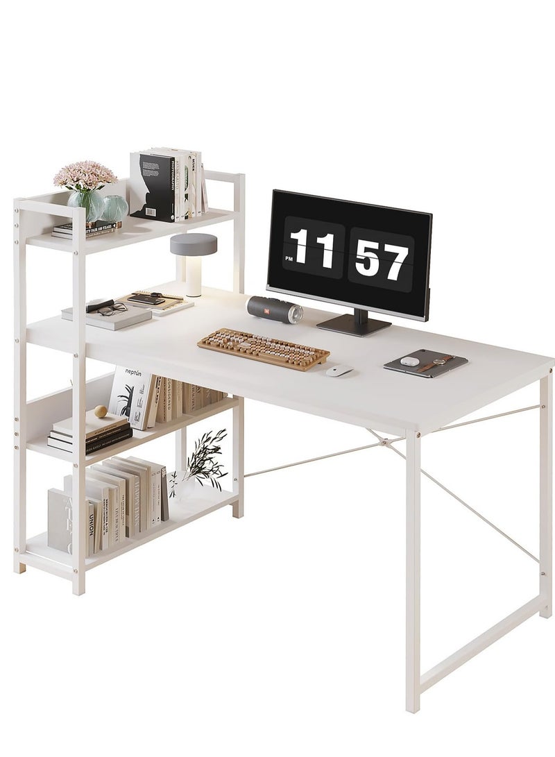زويهاو طاولة كمبيوتر بأربعة رفوف، مثالية للمكتب المنزلي أو الدراسة أو الألعاب، بتصميم عصري وبسيط. - Image 1