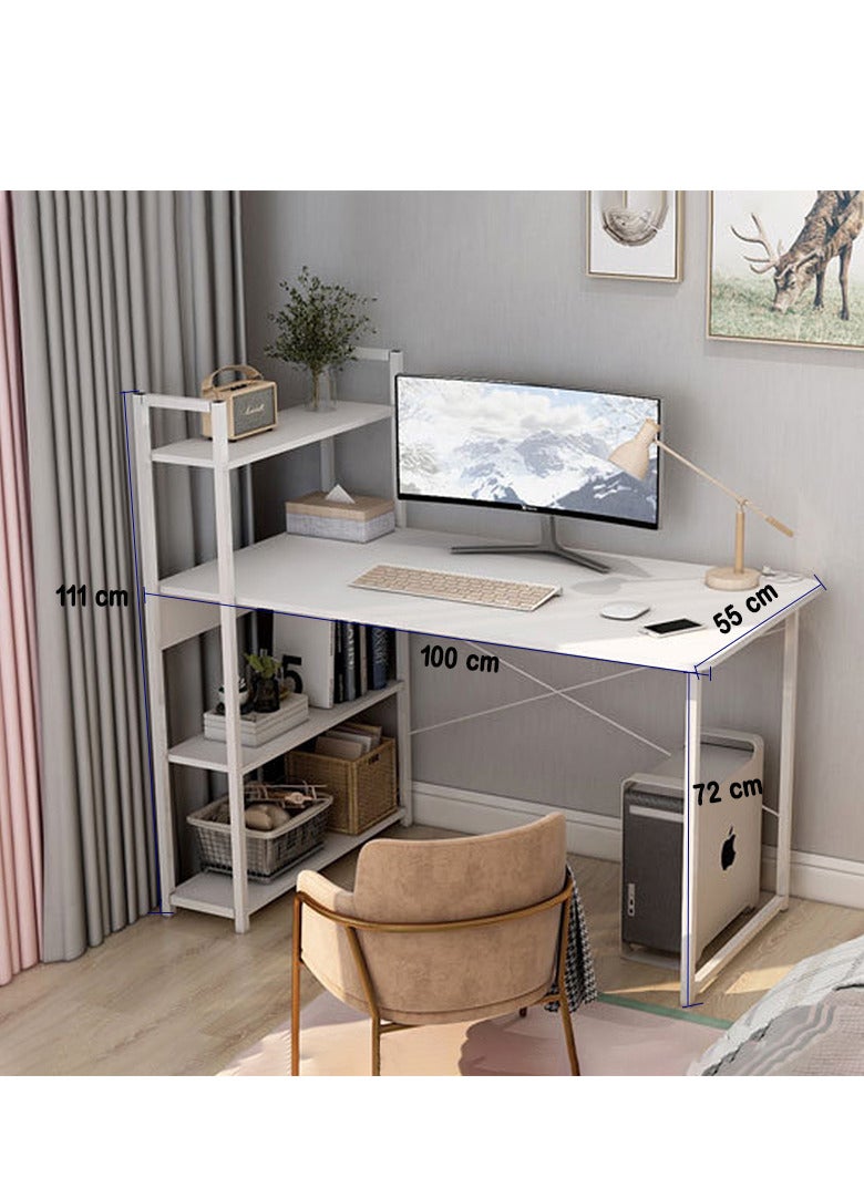 زويهاو طاولة كمبيوتر بأربعة رفوف، مثالية للمكتب المنزلي أو الدراسة أو الألعاب، بتصميم عصري وبسيط. - Image 2